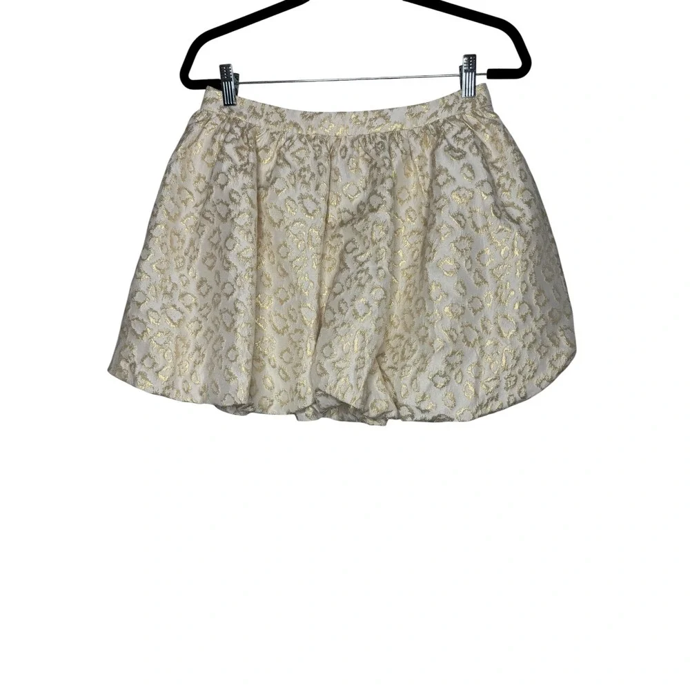 Lilly Pulitzer Leah Bubble Skirt Gold Metallic Leopard Animal Print Jacquard 6